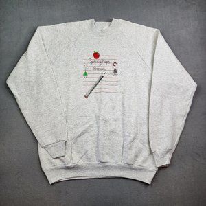 Vtg 90's Sweatshirt Mens XXL Gray Spring Hope NC Primary Teacher Student School